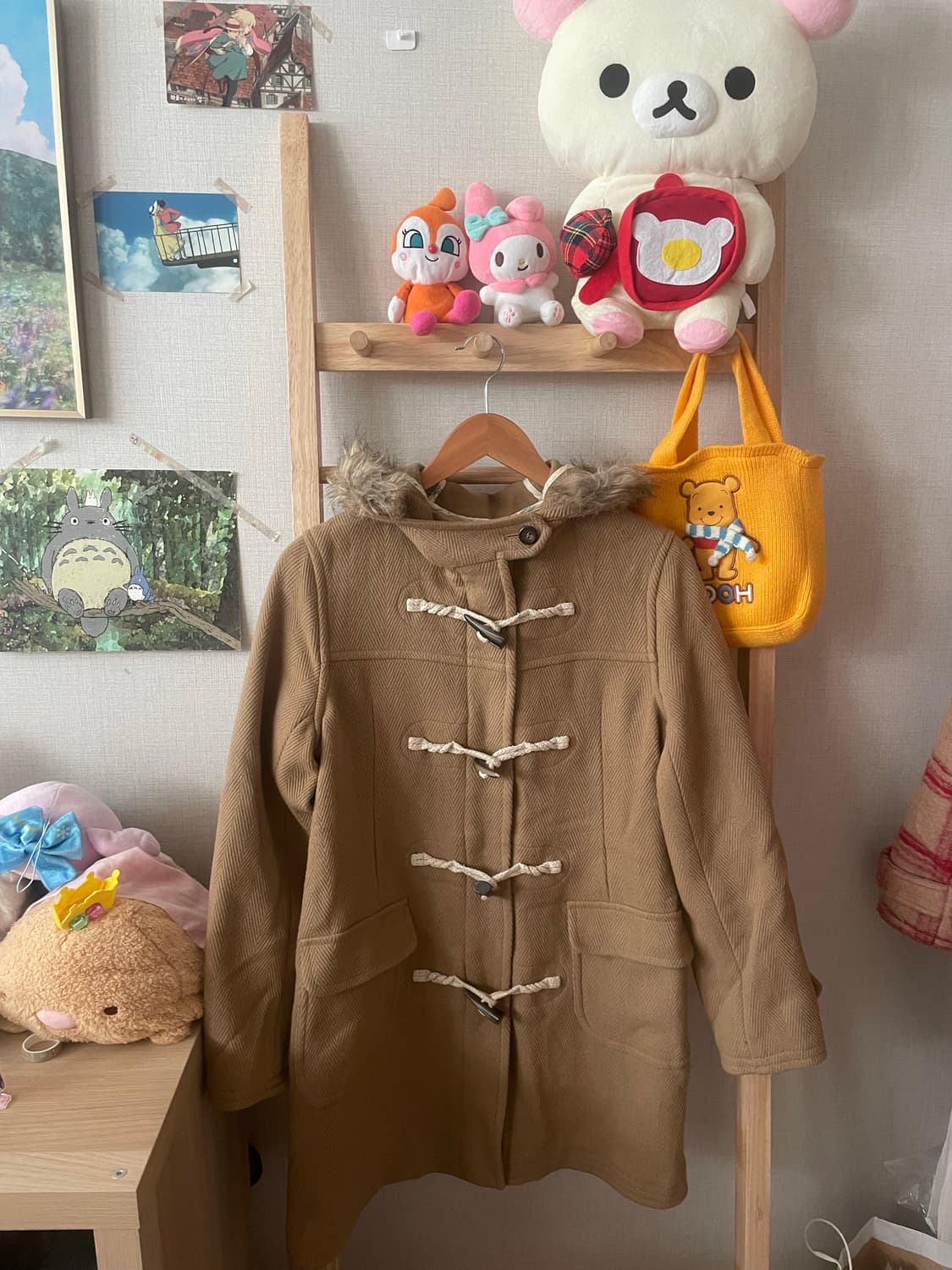 모리걸 빈티지 베이지 후드 퍼 떡코🤎 상품이미지1