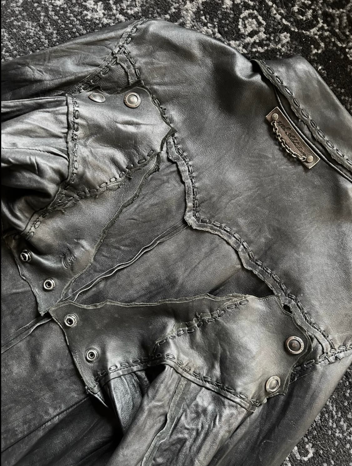 14th addiction rare cutting leather shir 상품이미지3