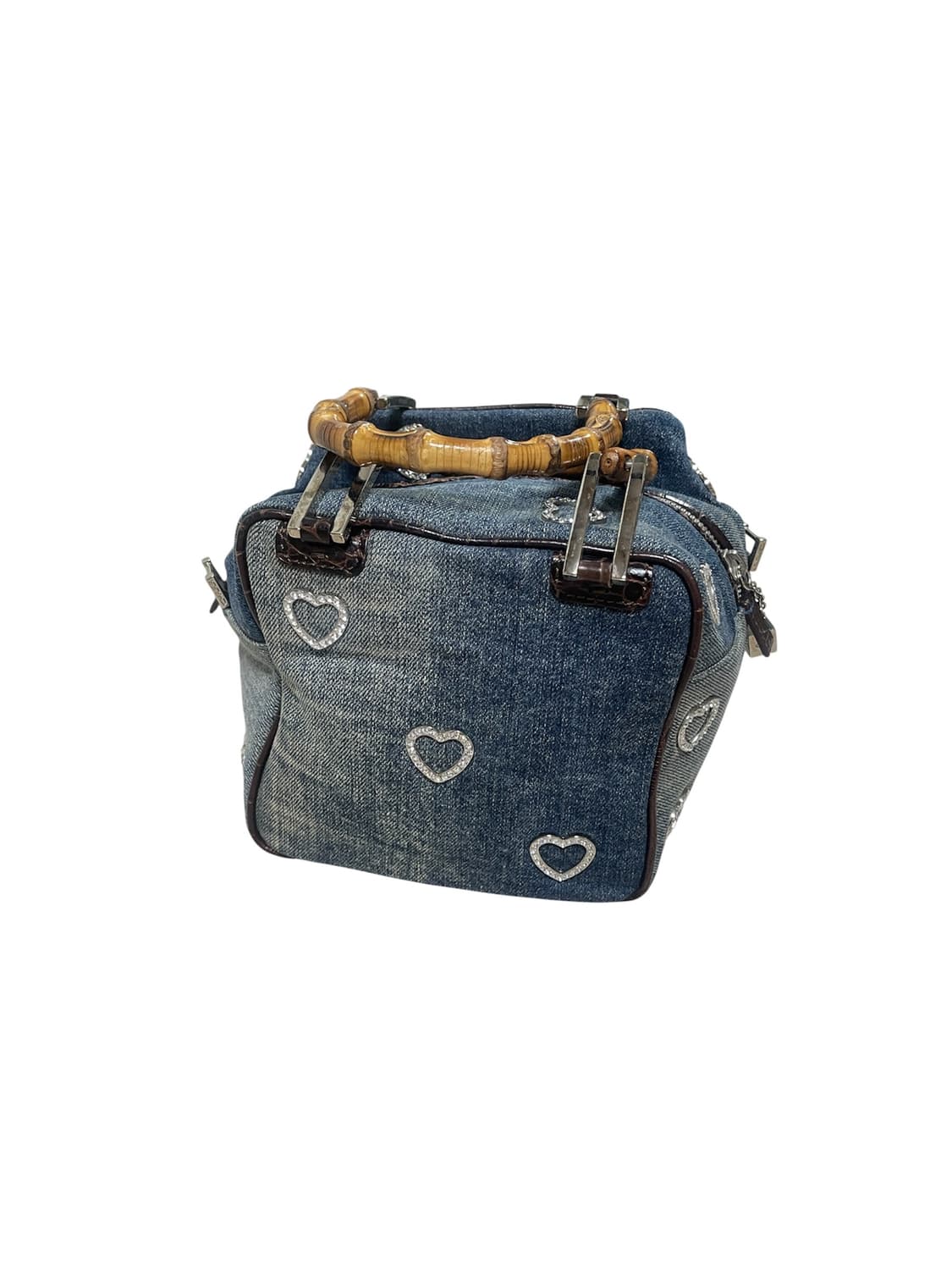 GILLI Heart Denim Bamboo Handle Bag 상품이미지6