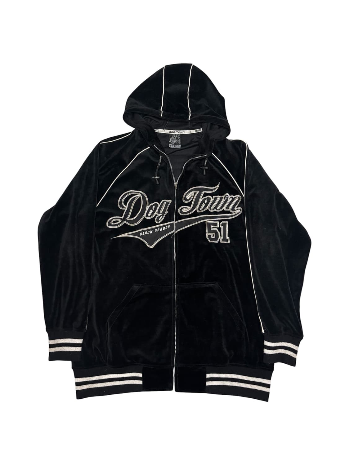 도그타운 DOGTOWN 벨벳 레터링 로고 후드집업 XL 상품이미지1