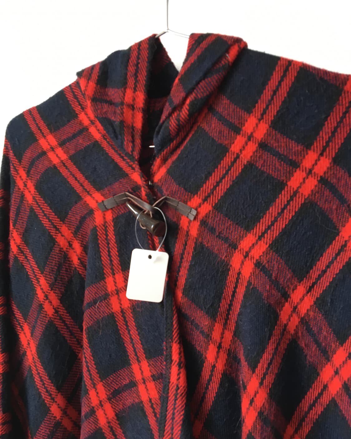 Check pattern hood knit cape 상품이미지4