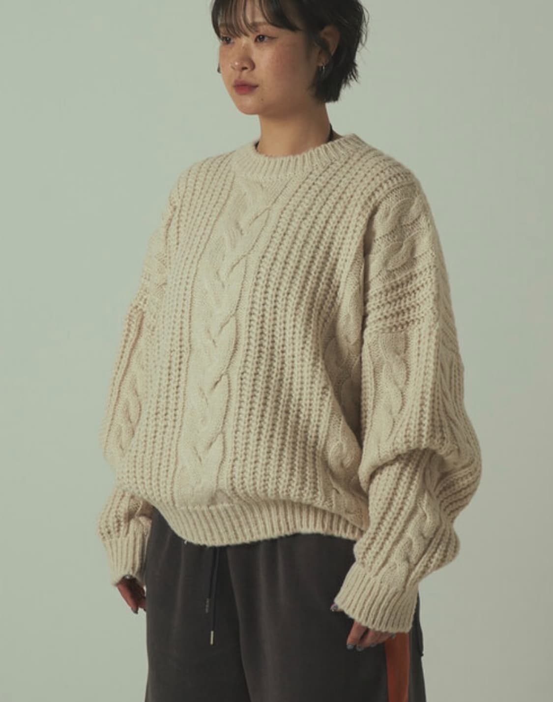 오버핏 꽈배기 니트 새상품 상품이미지2