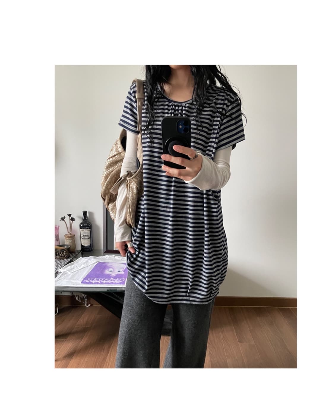 stripe patterned one-piece 상품이미지3