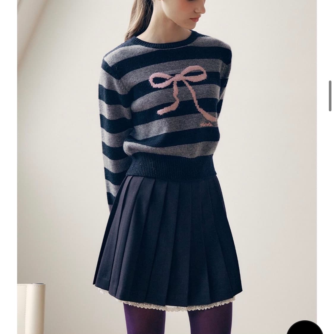 로라로라 레이스 플리츠 미디 미니 스커트 그레이 색상 m사이즈 로걀 갸루 상품이미지7