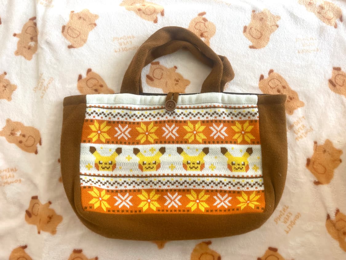 빈티지 포켓몬 피카츄 pokemon 뜨개 눈꽃 도트백 🧡💛 상품이미지1