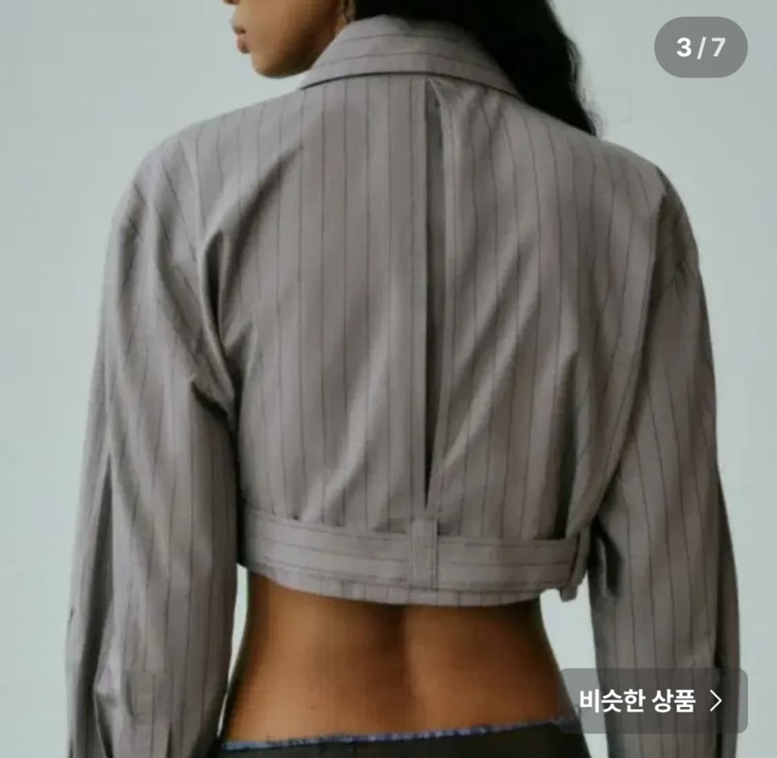 자라 벨트 스트라이프 크롭셔츠 M 상품이미지3