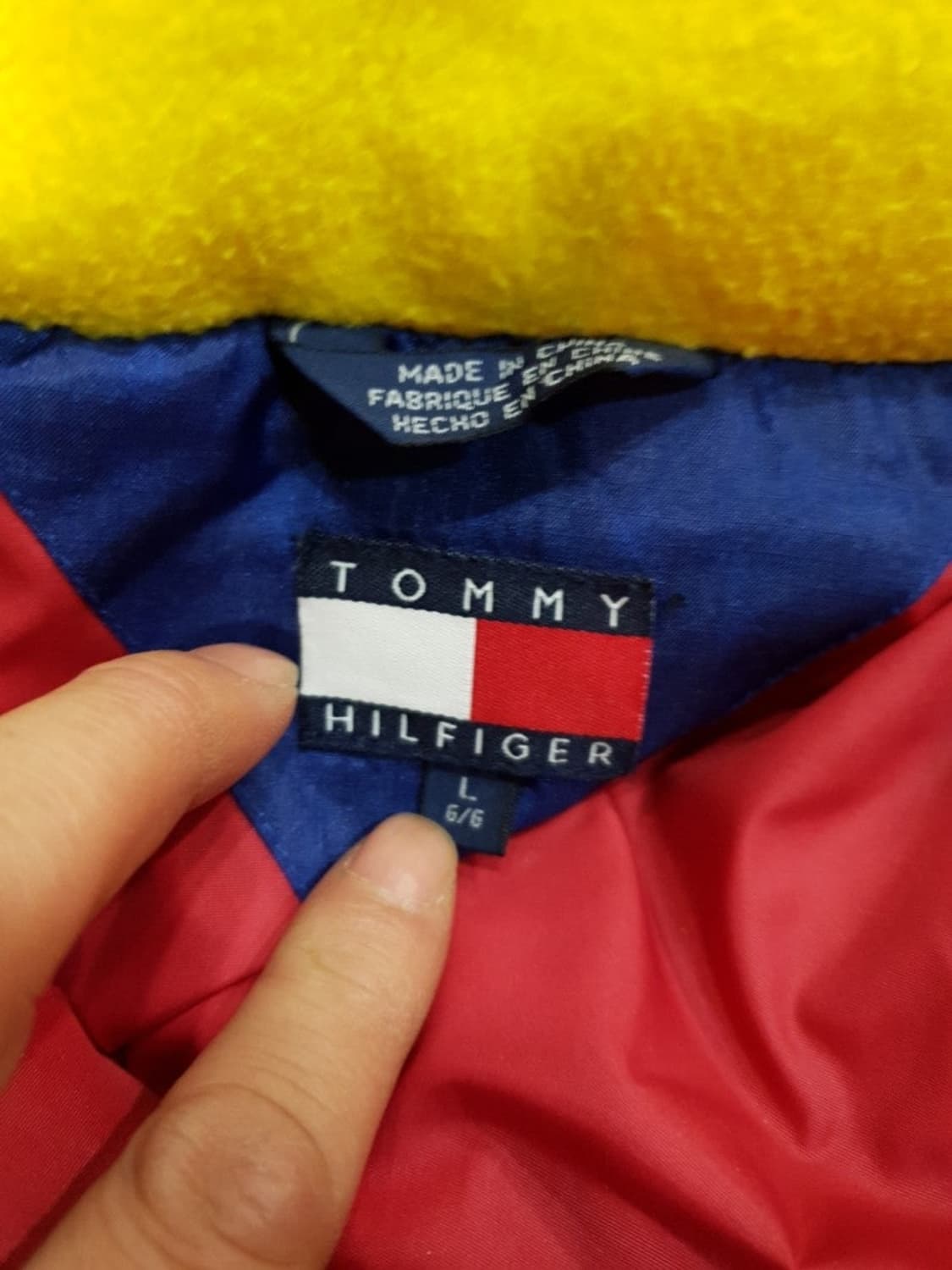 타미힐피거 90s 컬러블록 오리털 숏패딩 점퍼 상품이미지3