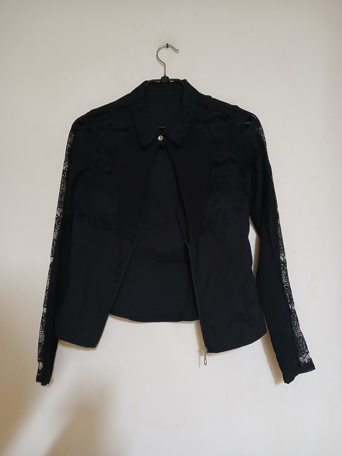 고급 홀복 블랙 레이스 긴팔 집업 캡 블라우스 파티 클럽 섹시 코튼 셔츠 상품이미지5