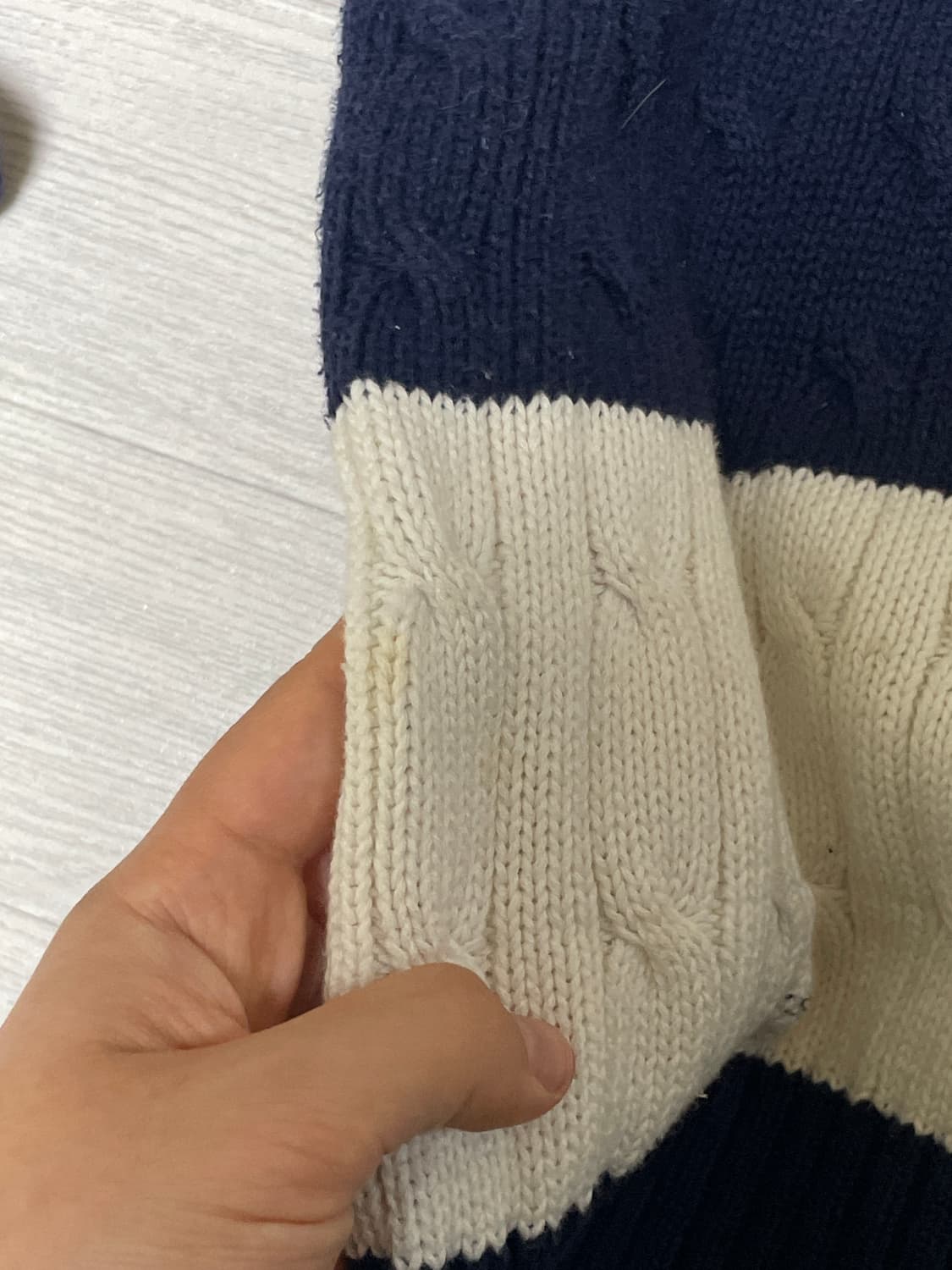 폴로) 남색-흰색 줄무늬 니트 상품이미지3