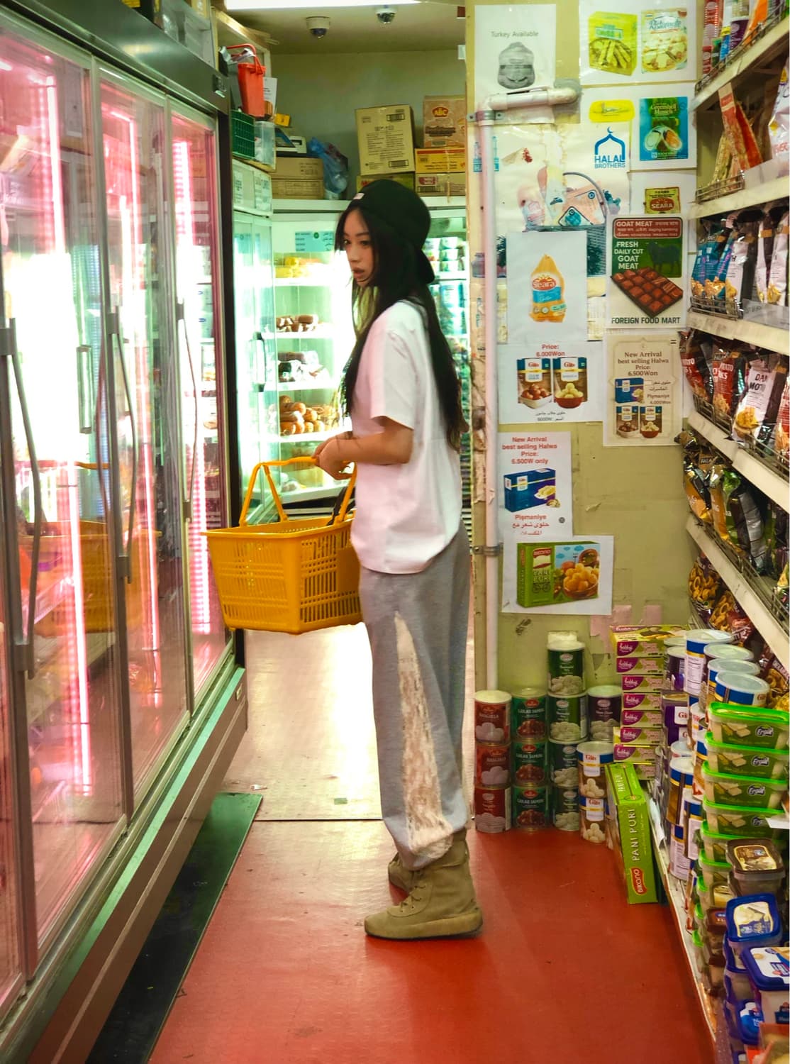 ERER Sheer Lace Panel Sweatpants Melange 상품이미지1