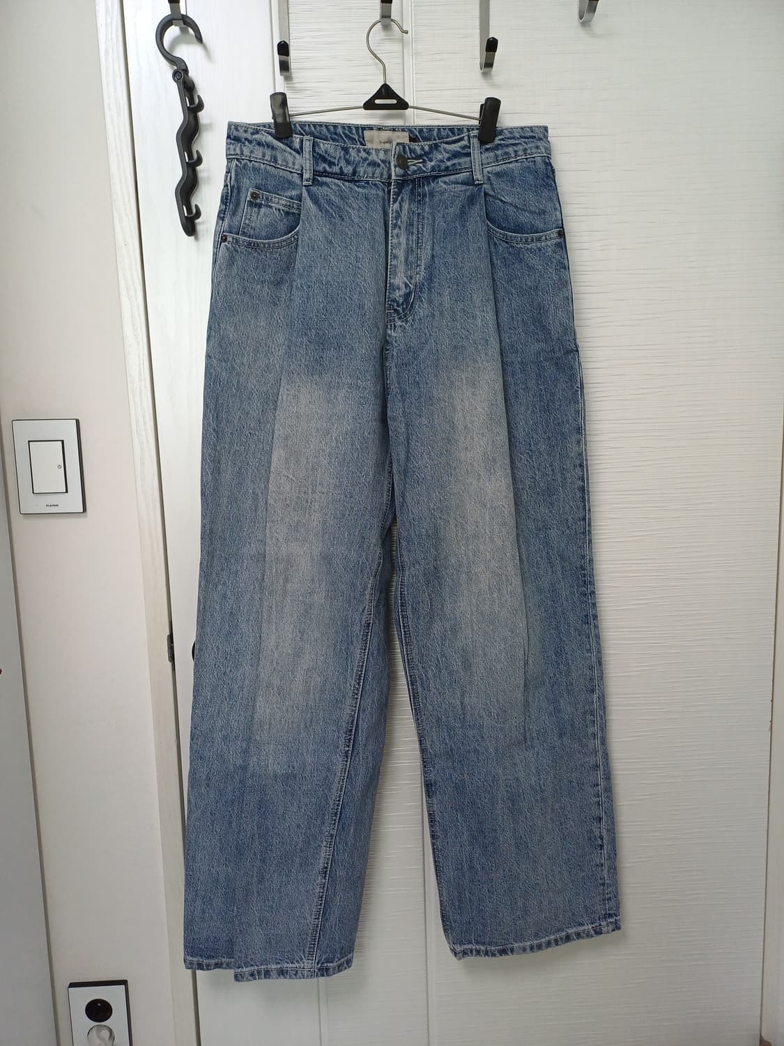 비긴202 원턱 와이드 데님팬츠 중청 상품이미지1