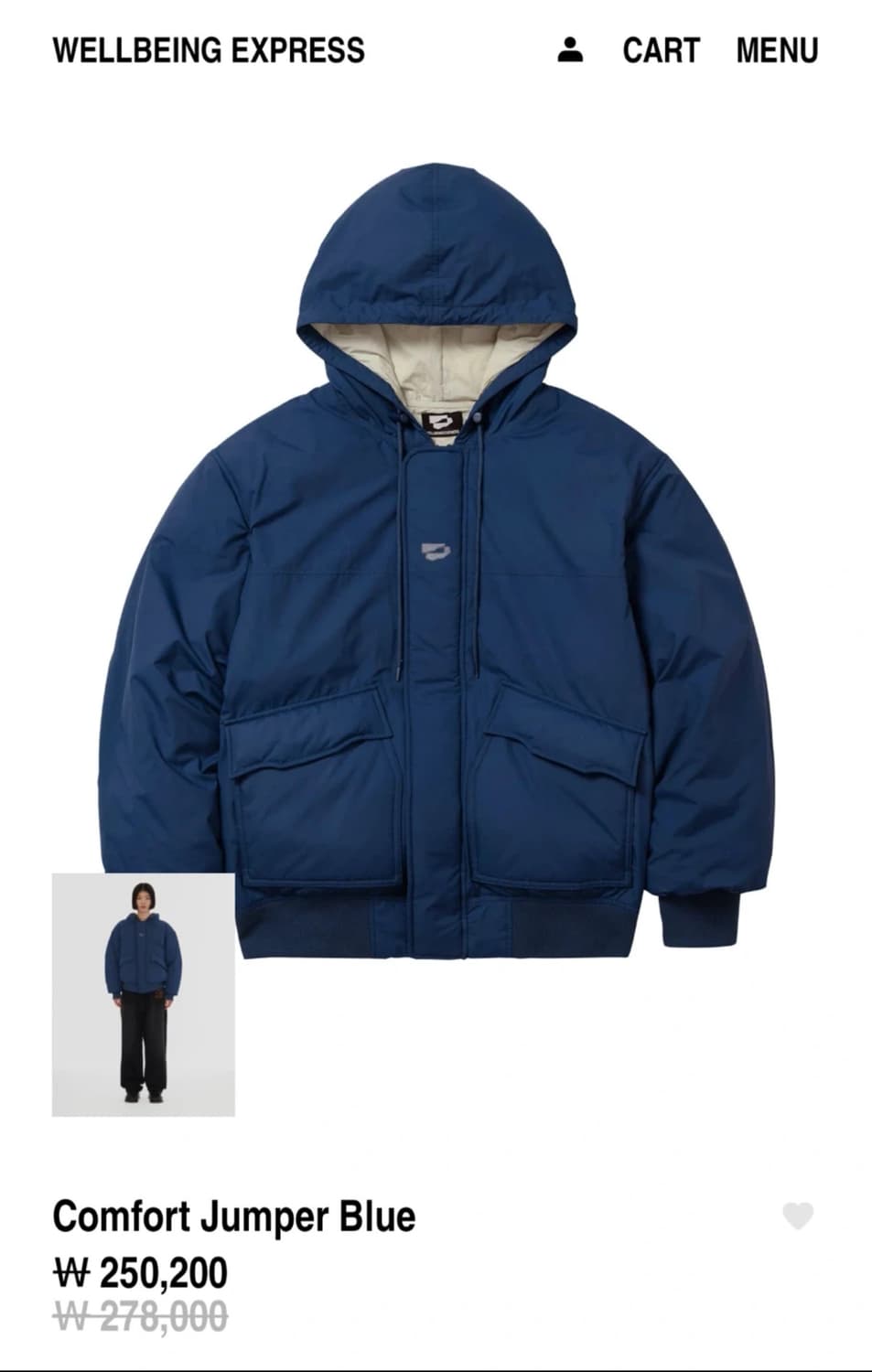 웰빙익스프레스 패딩 (블루 s) 상품이미지1