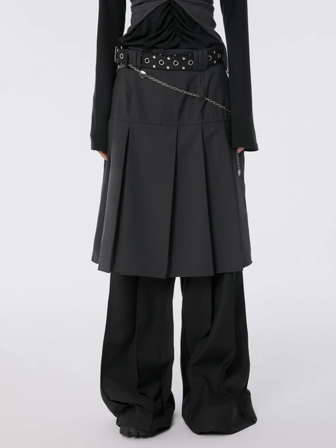 플레어업 플리츠 미디 스커트 차콜 상품이미지7