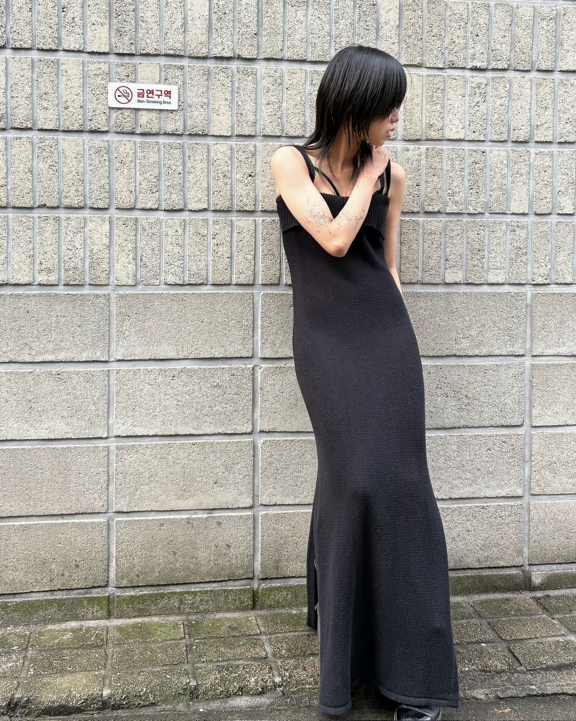 세인트 아그니 니트 미니멀 롱 드레스 상품이미지3