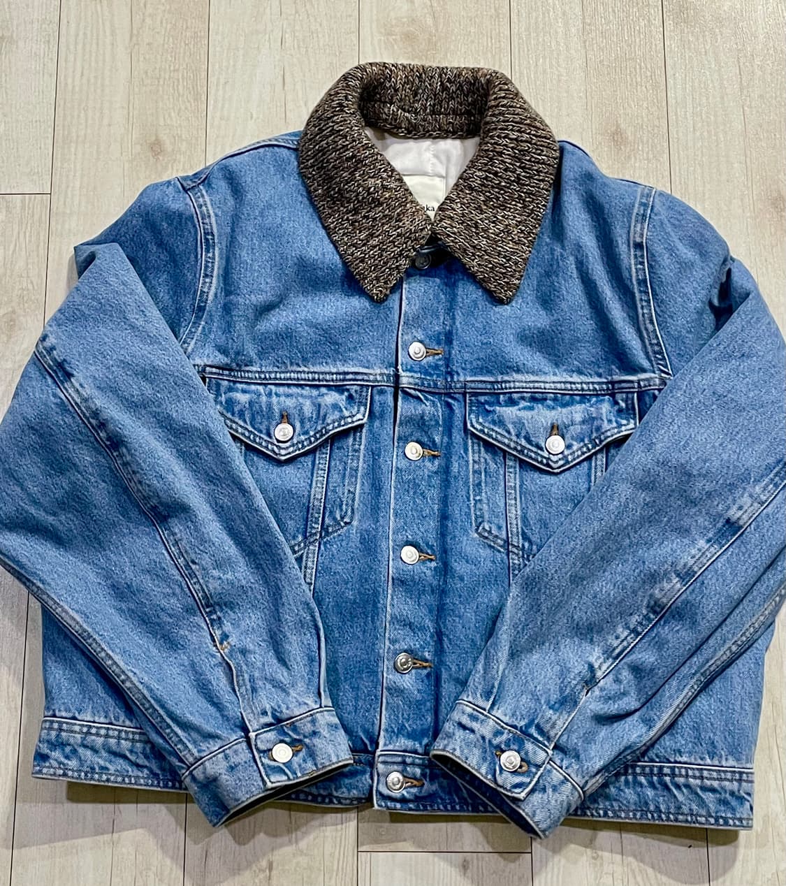 [L] 자라 x 나누시카 데님 자켓 닷 칼라 블루 Nanushka 상품이미지3