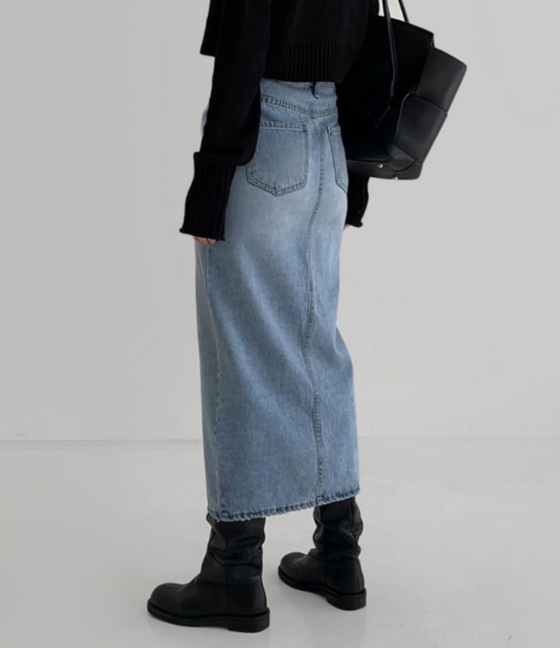트임 데님 롱스커트 상품이미지2