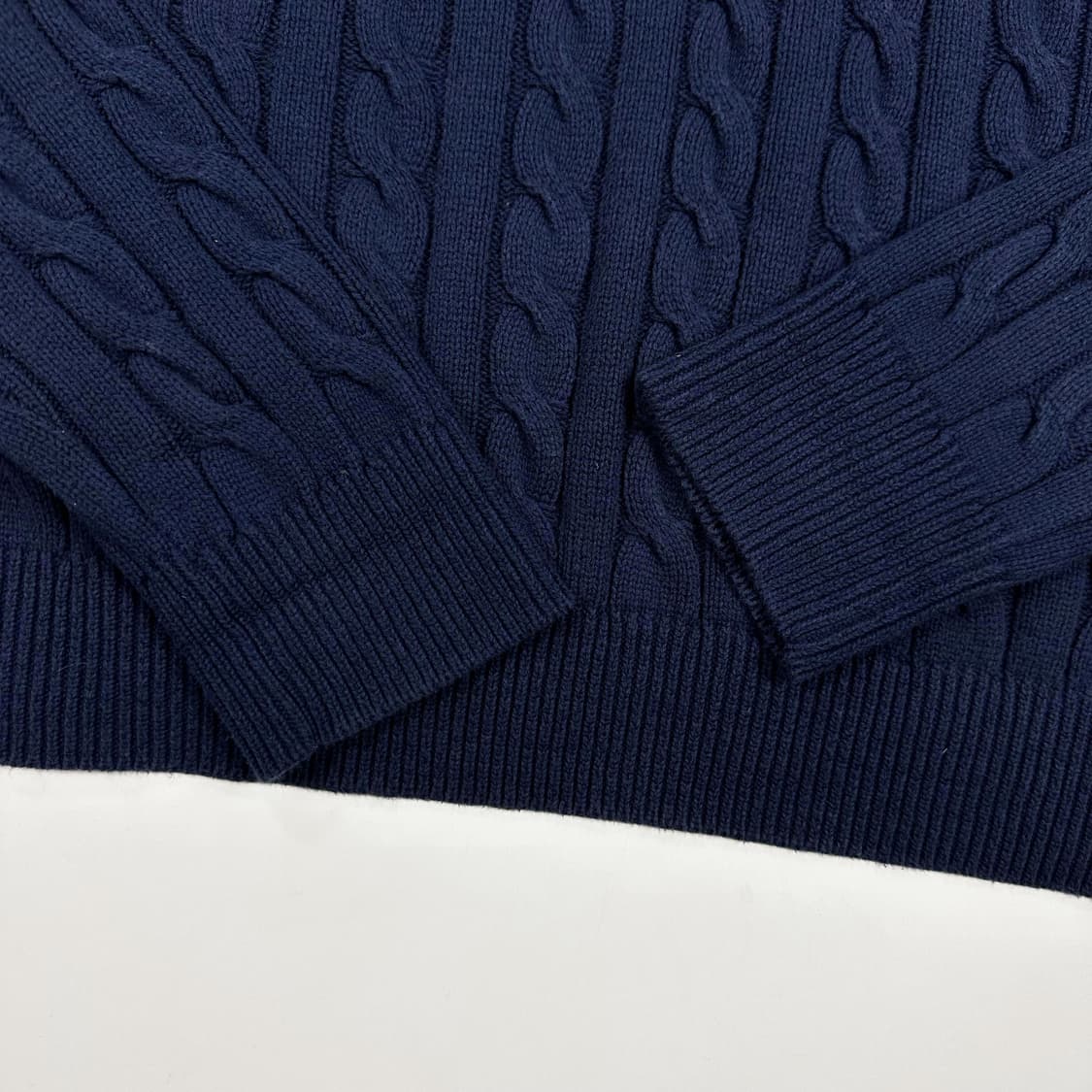 폴로 랄프로렌 클래식 반집업 케이블 니트 네이비 2XL 상품이미지4
