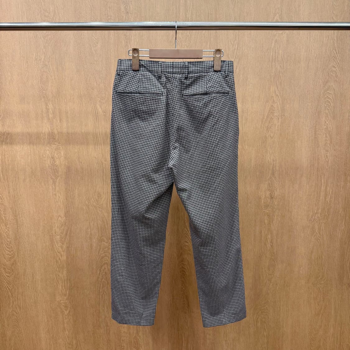 띠어리 체크 슬랙스 팬츠 하운드투스 패턴 디테일 슬림핏 브라운 상품이미지3