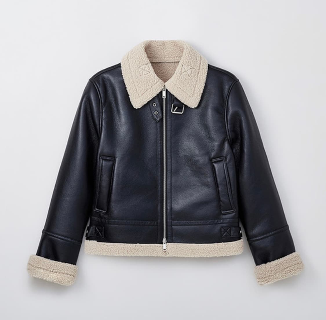 스파오 퍼배색 무스탕 블랙 S 상품이미지1