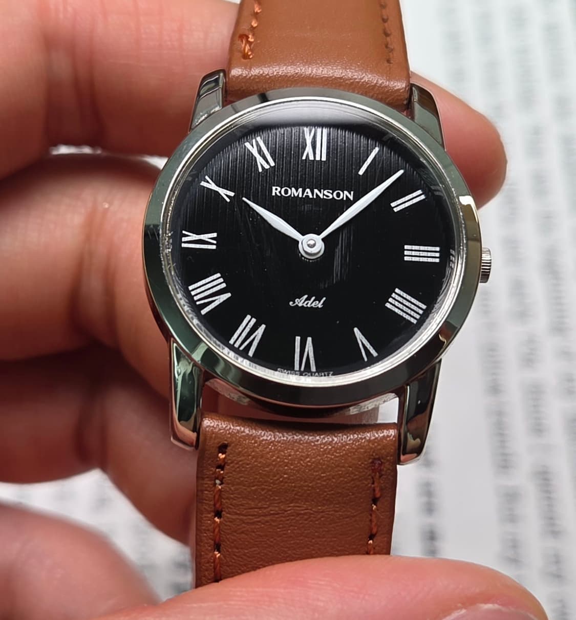 빈티지 로만손 아델 블랙로만 슬림쿼츠 드레스워치 여성용 상품이미지2