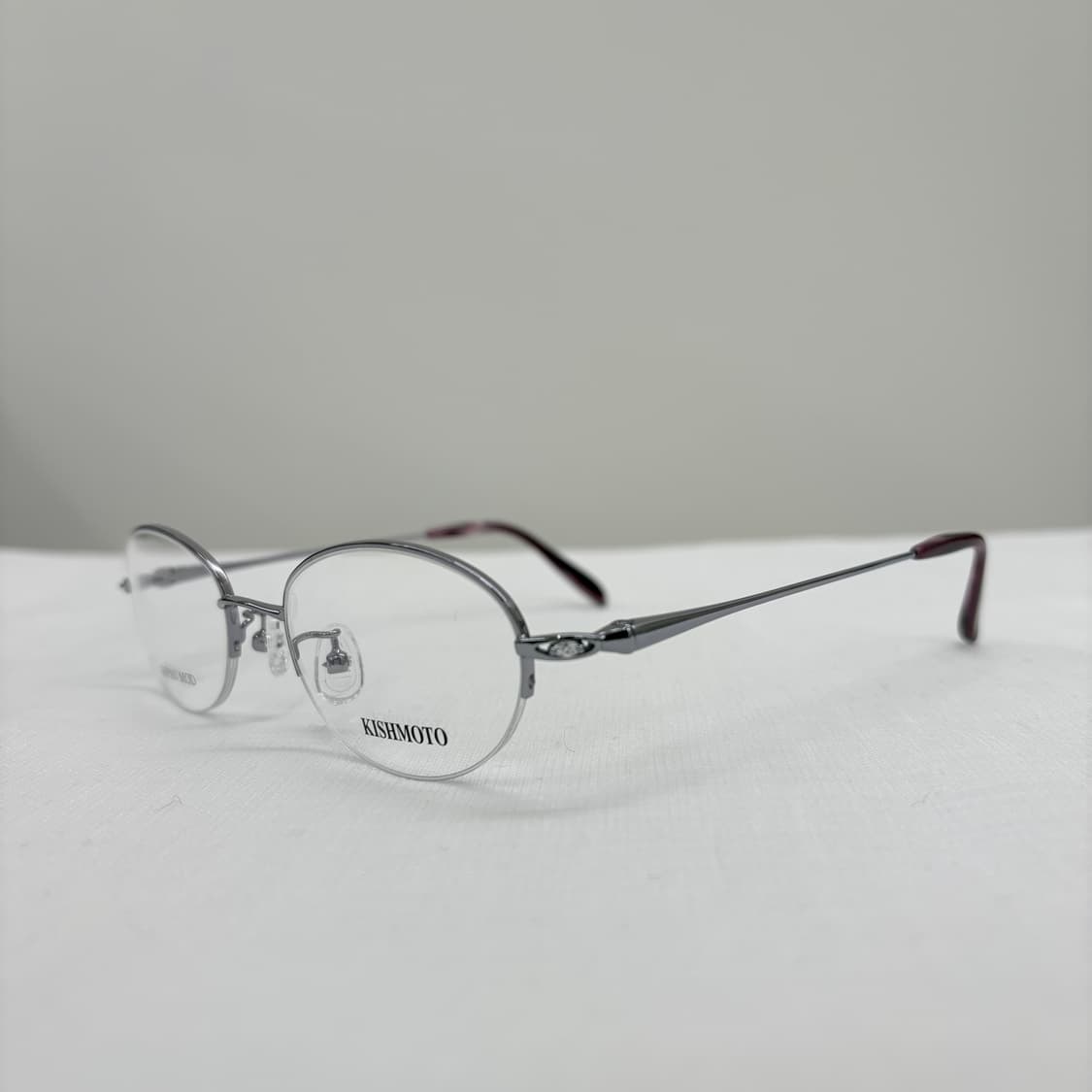 KISHMOTO 퍼플 실버 오벌 반무테 상품이미지2