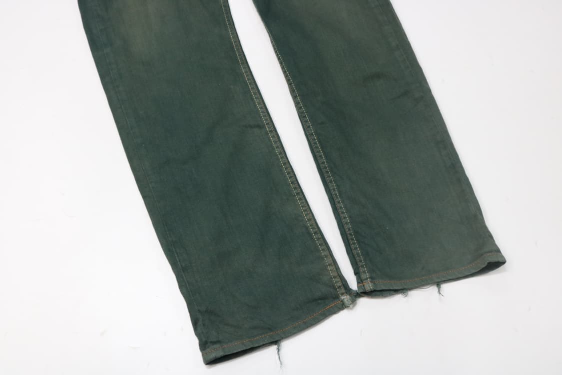 빈티지 재팬 메이드 그린 워싱 플랩 포켓 데님 팬츠 (L) 상품이미지4