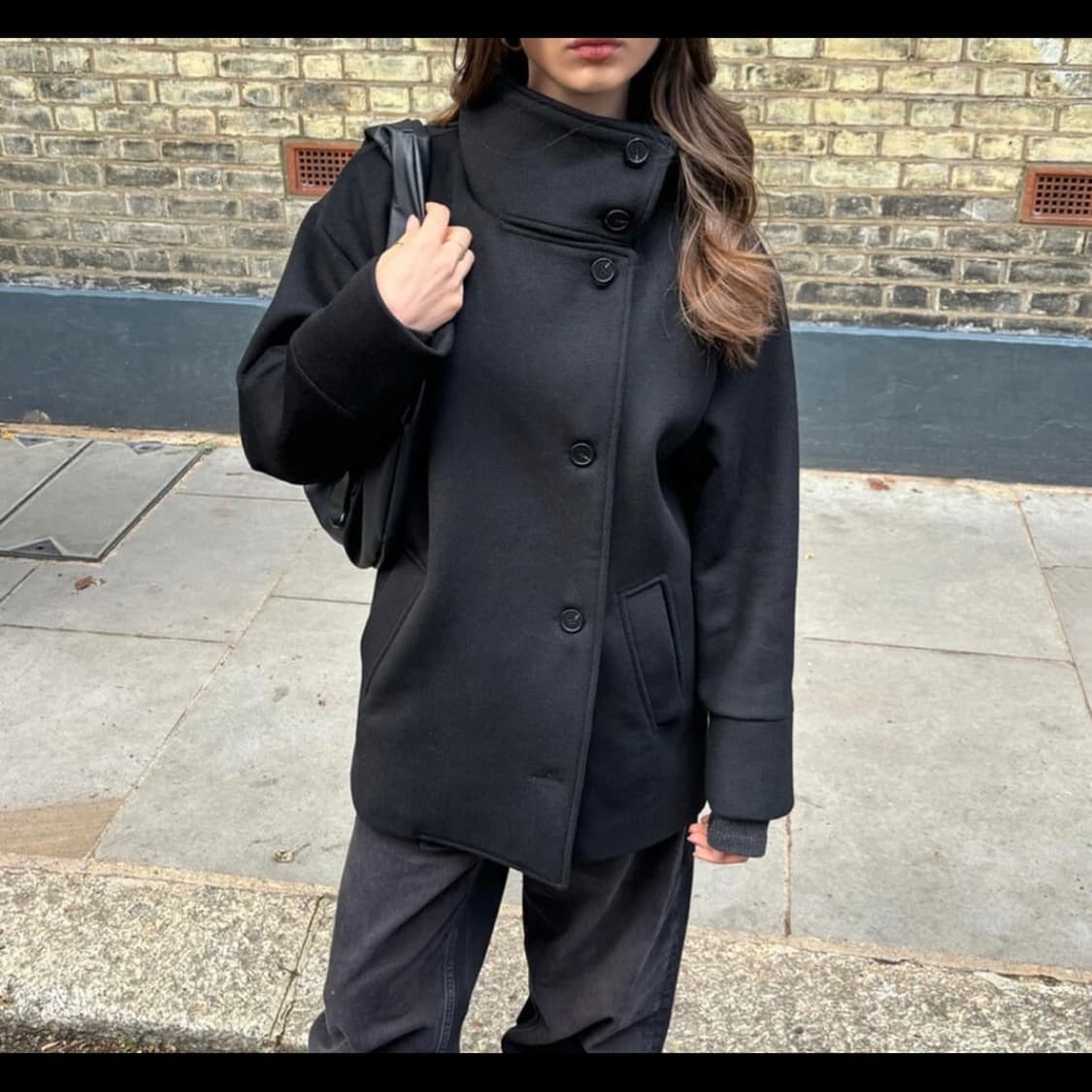 디망쉬 코트 블랙 dimanche double breasted coat 상품이미지1