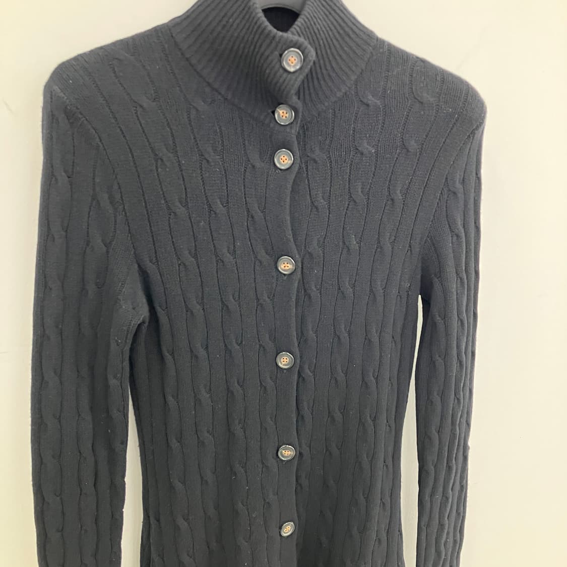 폴로 랄프로렌 캐시미어 혼방 케이블 니트 블랙 롱 가디건 상품이미지3