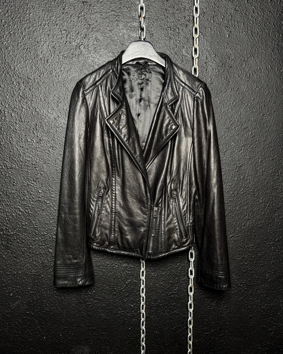 Stud Detail Leather Rider Jacket 상품이미지7