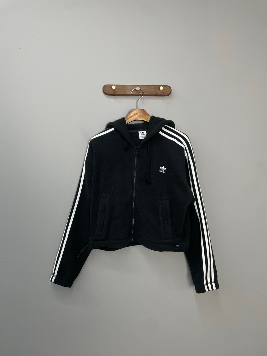 아디다스 플리스 숏 블랙 후드집업 H1558 상품이미지2