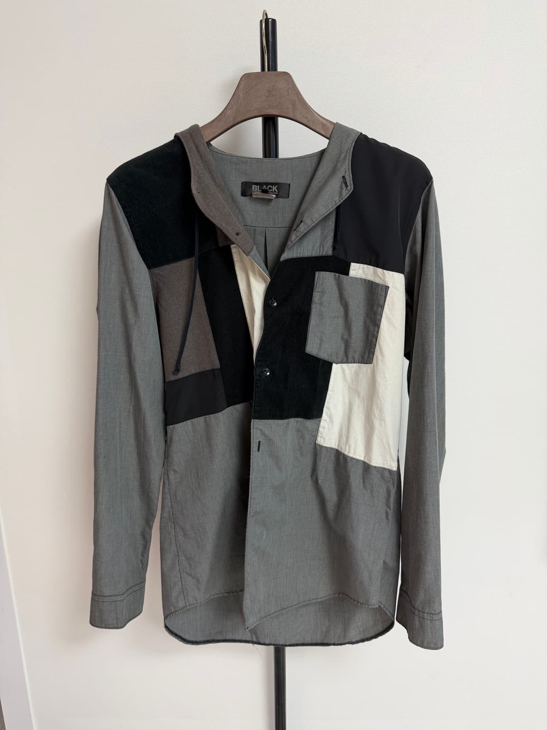 꼼데가르송 블랙 패치워크 후드자켓 XL레어개체 상품이미지1