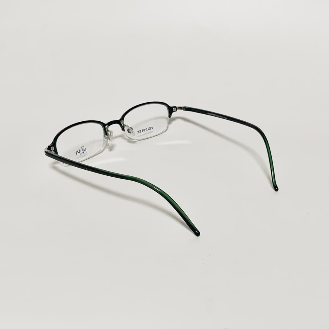 974 데드스탁 스퀘어 클리어 블랙 그린 반무테 초경량 빈티지안경 상품이미지4