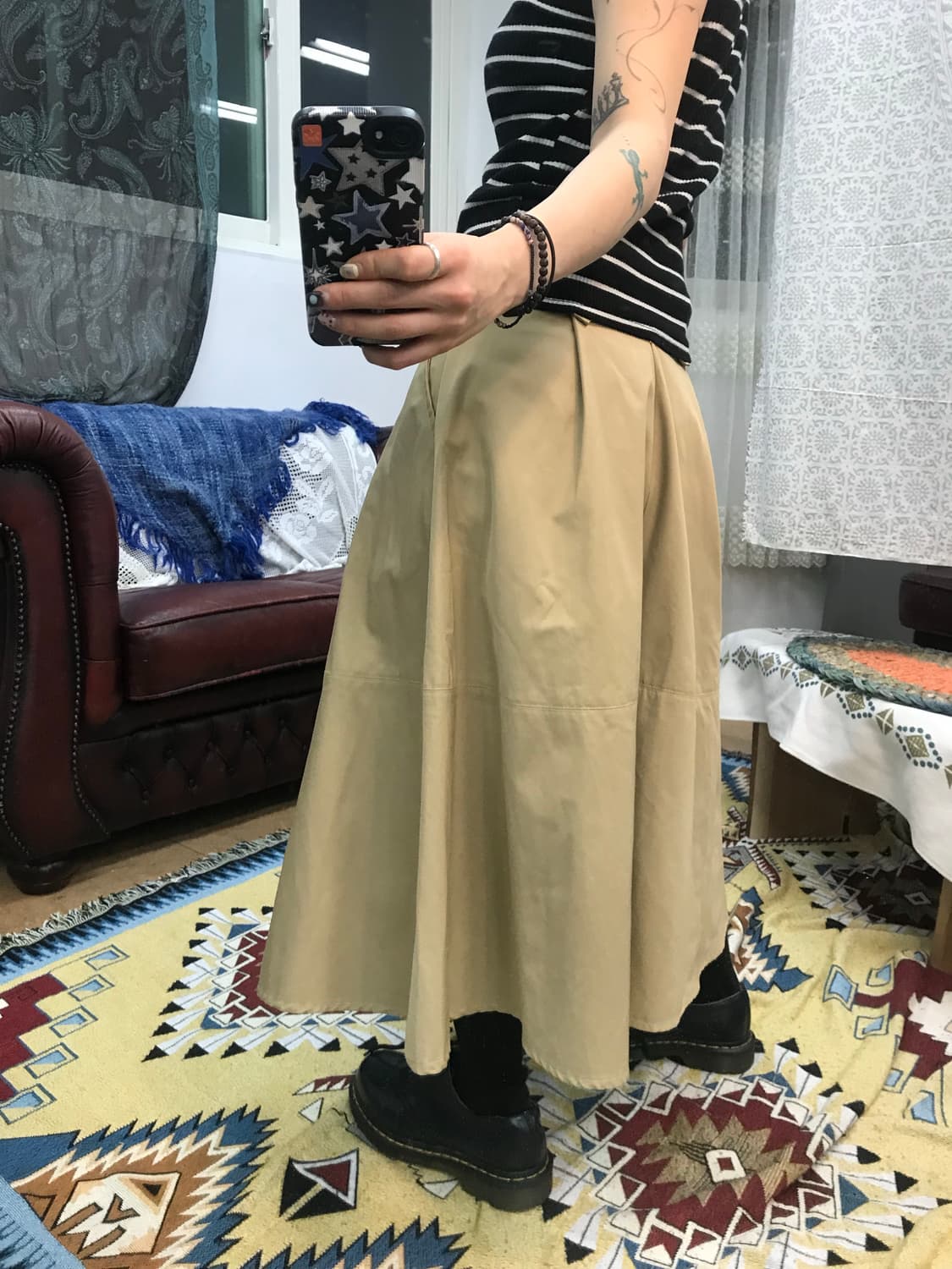 여성 코튼 핀턱 미디스커트  상품이미지2