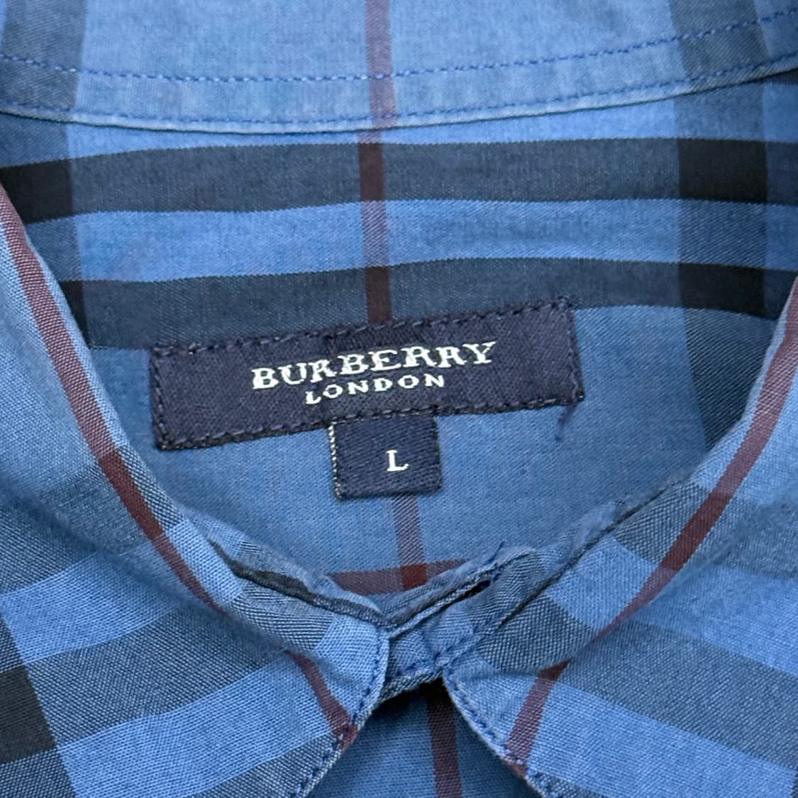 L 버버리 블루 체크 반팔 셔츠  상품이미지4