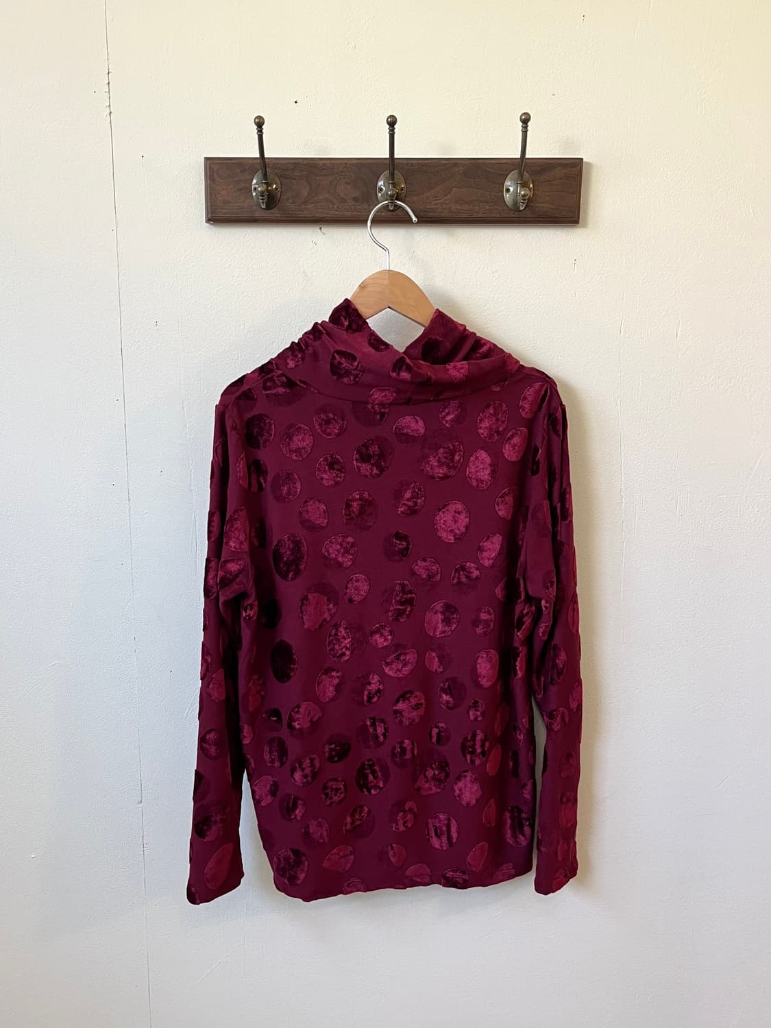 japan vtg 도트 로즈벨벳 터틀넥 상품이미지3