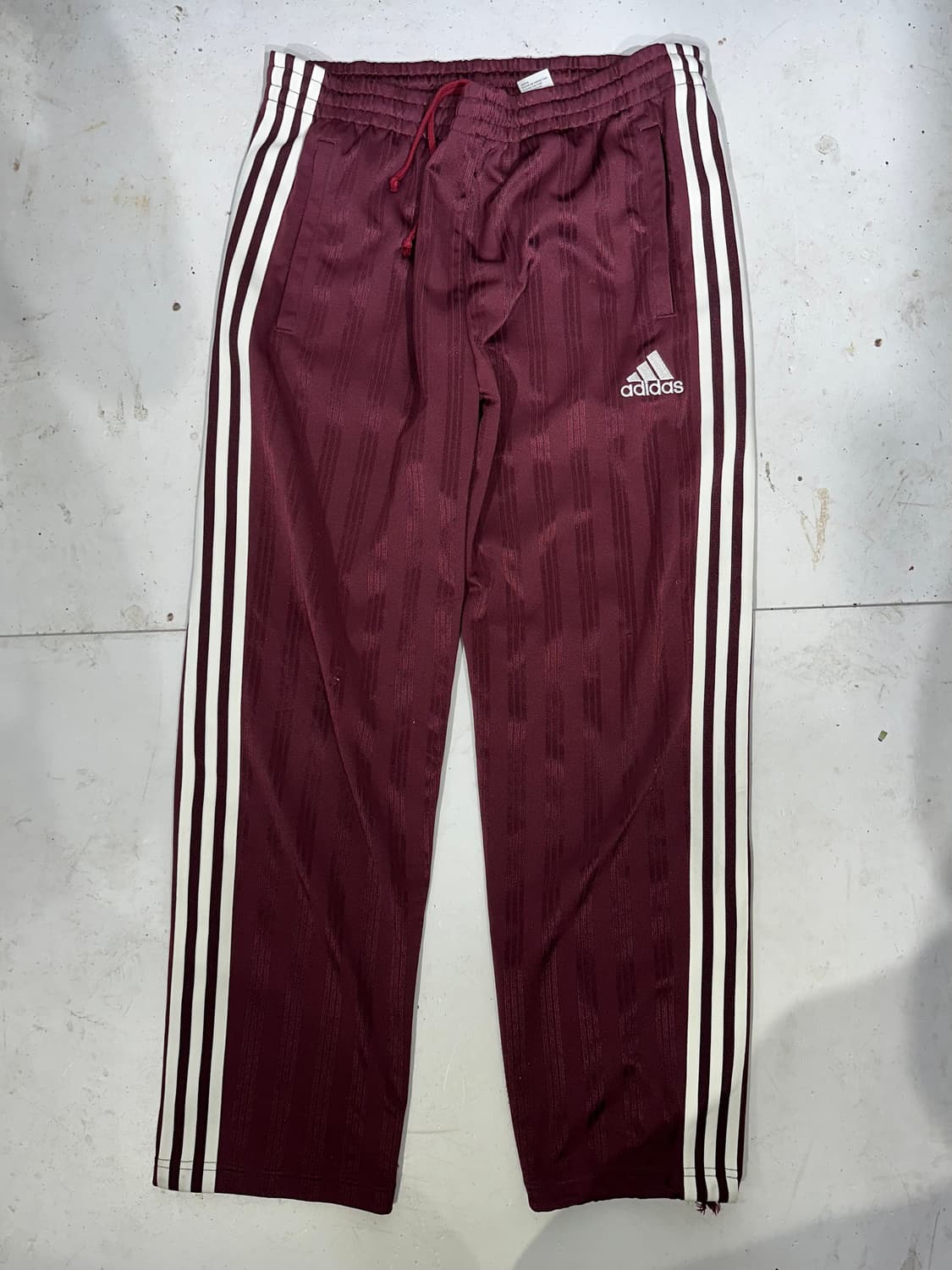00s 아디다스 대장급 버건디 와이드 화이트 삼선 스몰 로고 추리닝 바지 상품이미지4