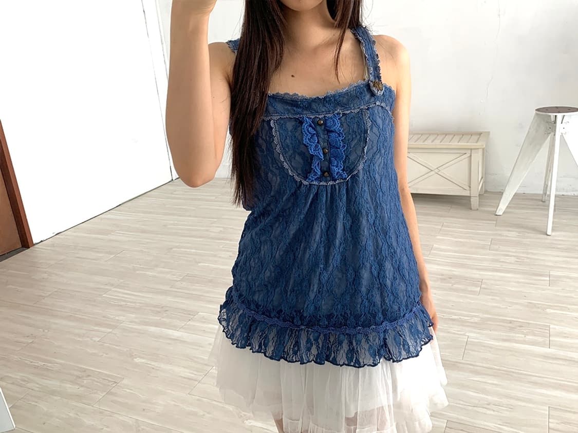 Axes Femme Blue Lace Camisole 상품이미지4