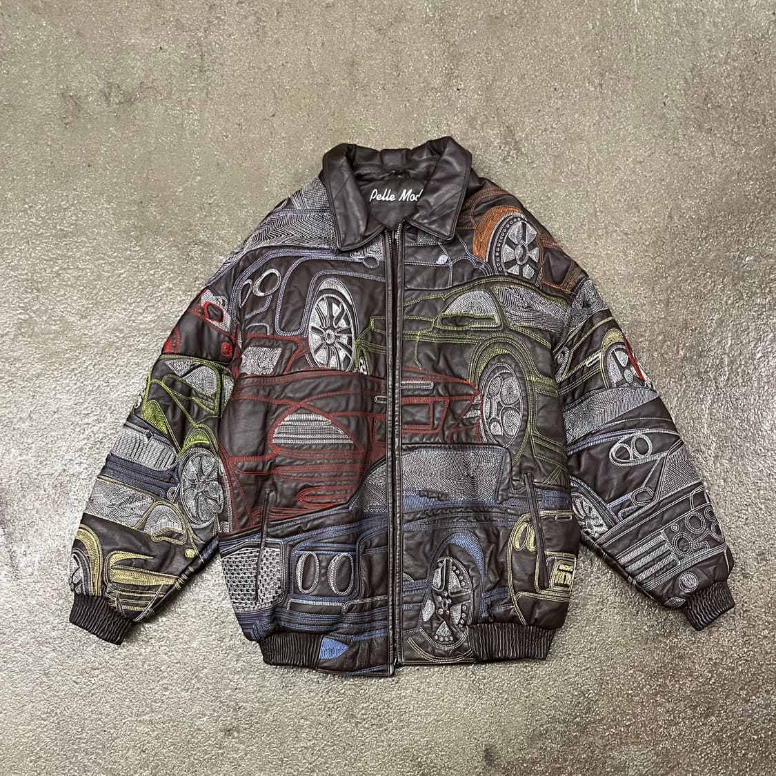 빈티지 오버 자수 가죽 자켓 (110-115) 상품이미지1