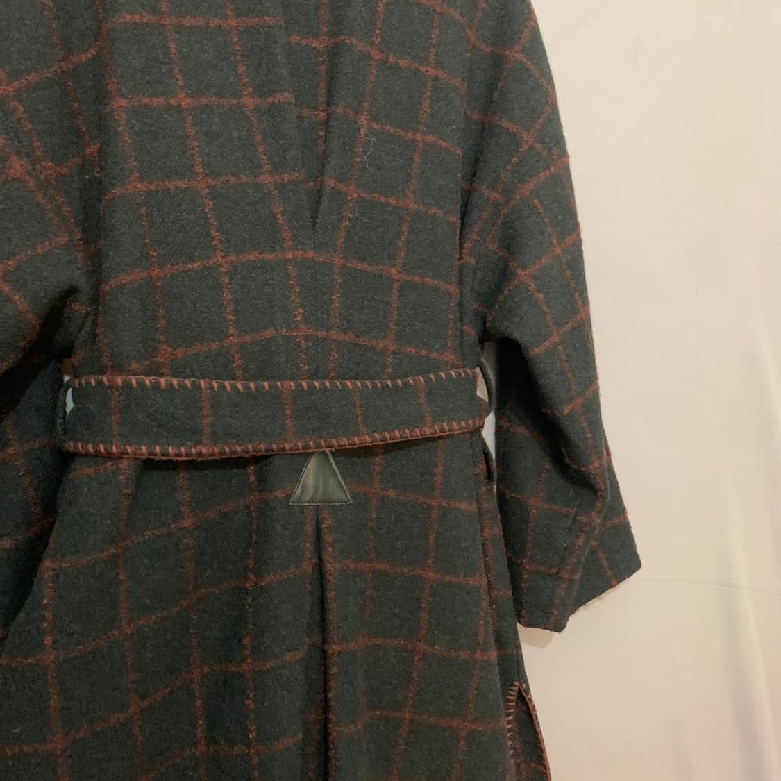 36 럭키슈에뜨 벨티드 오픈 울 모직 체크 롱코트 상품이미지6