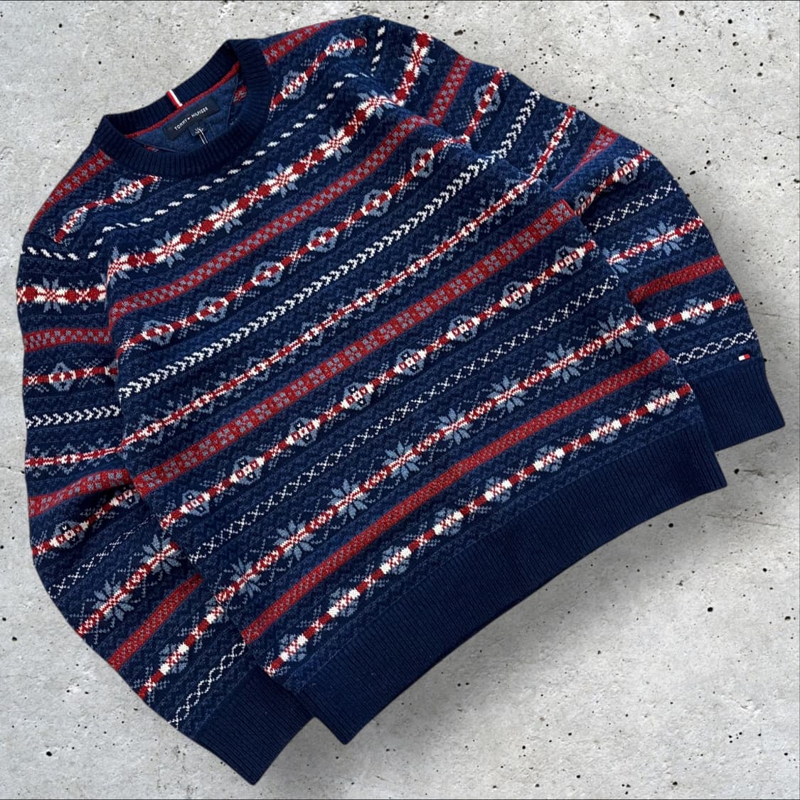 [L] 타미힐피거 페어아일 니트 남색 스웨터 B967 상품이미지1