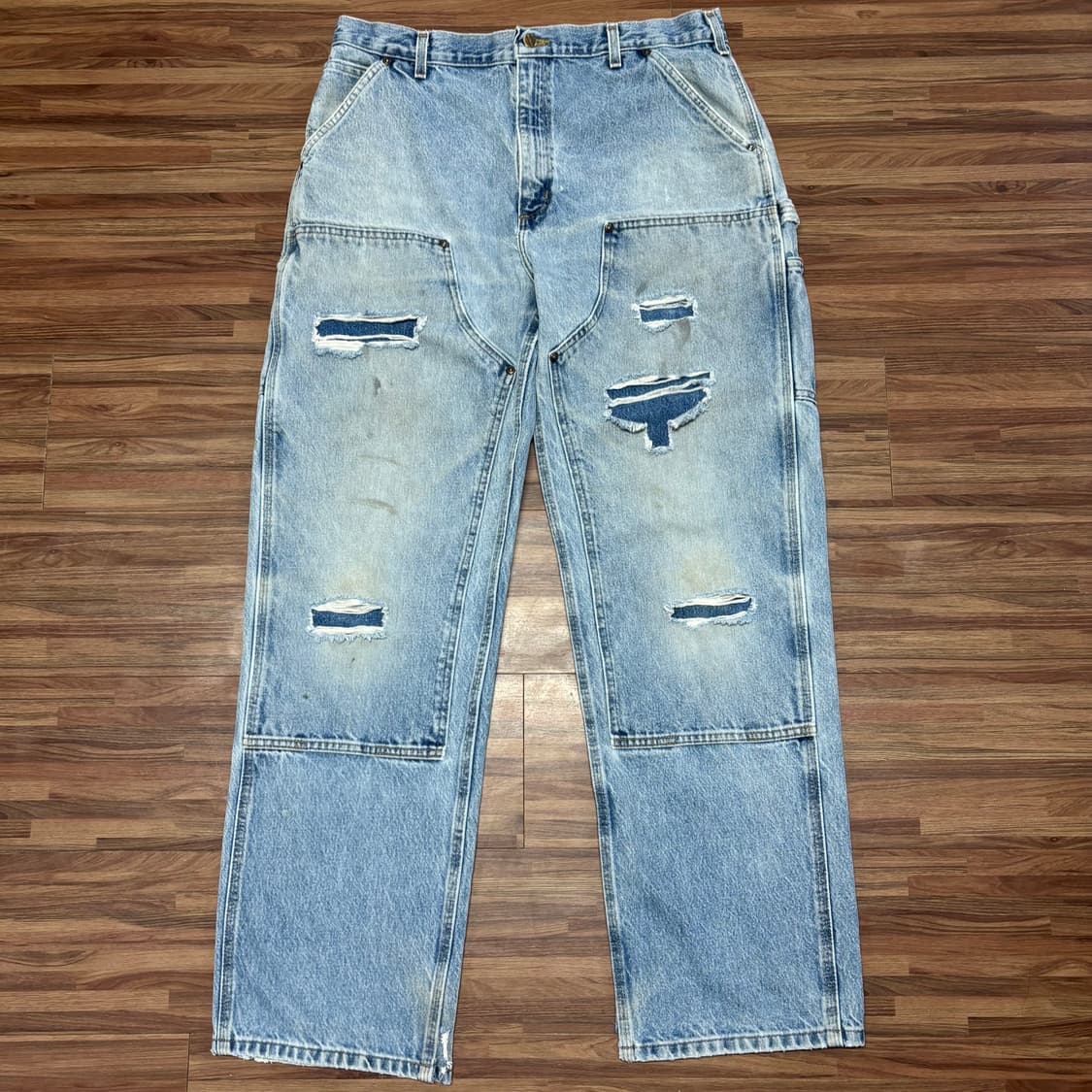 칼하트 데님 더블니 b73 dst 카펜터 디스 페이딩 워크 팬츠 34 상품이미지1