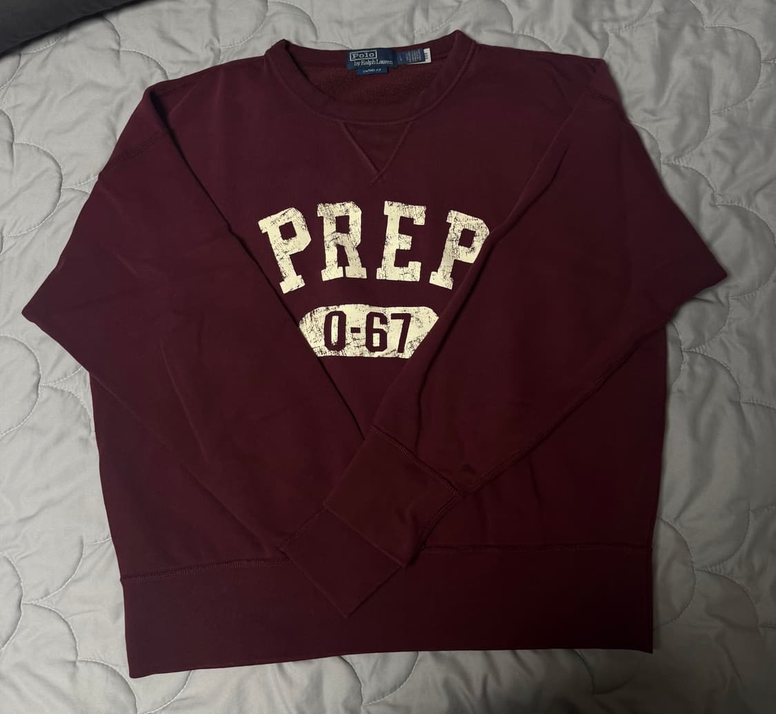 (1회 착용 L ) 폴로 랄프 로렌 빈티지핏 와인 버건디 맨투맨 상품이미지1