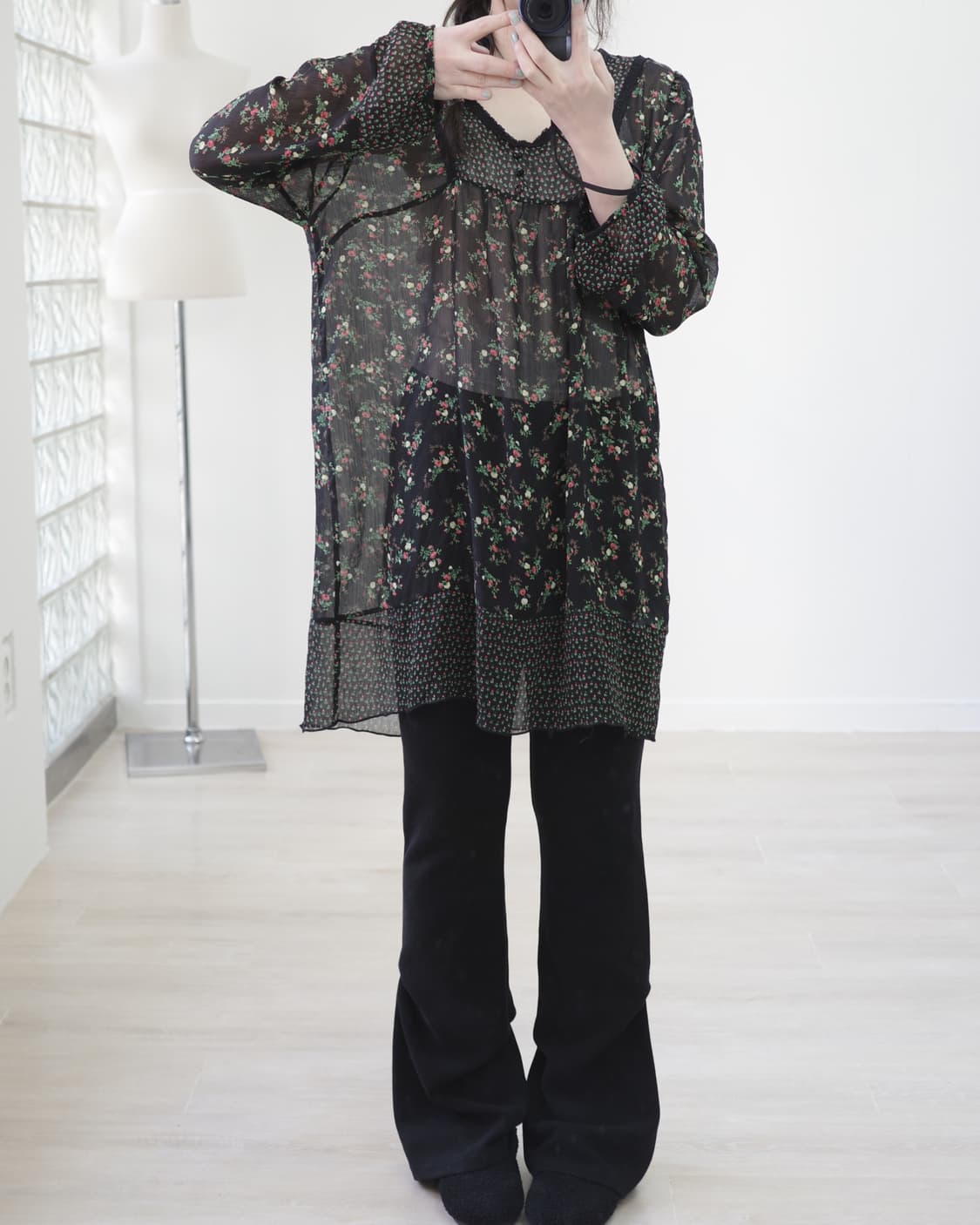 Vintage flower balck one-piece 상품이미지2