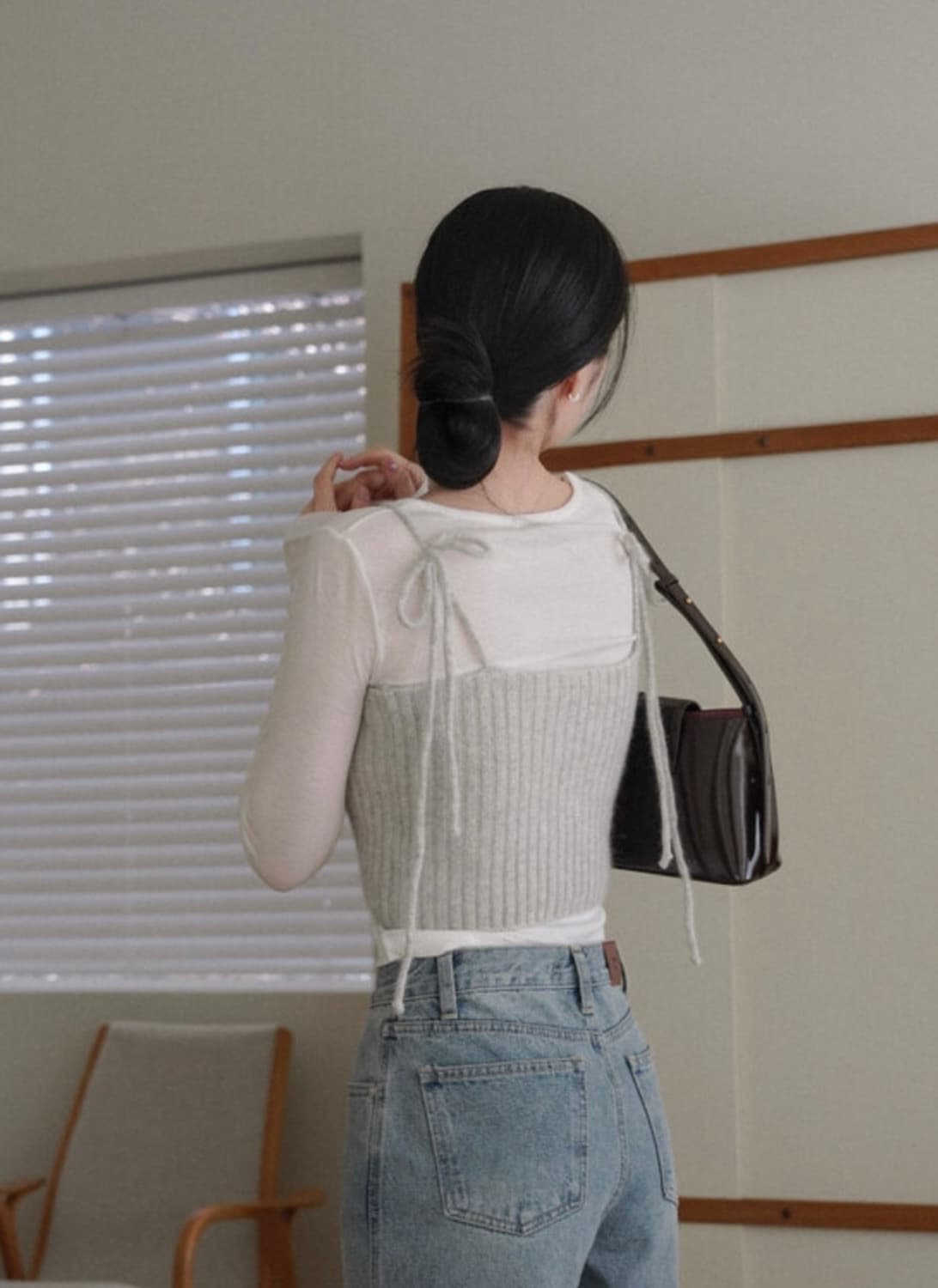 Uur 유유알 포엠 라쿤 크롭 뷔스티에 [밀키그레이] 상품이미지1