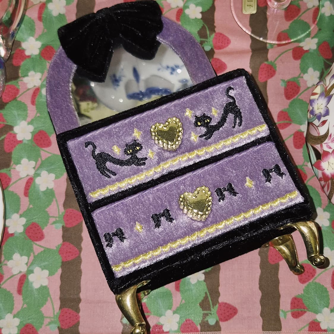 00s 레트로 스위머 벨벳 고양이 거울 서랍 상품이미지10