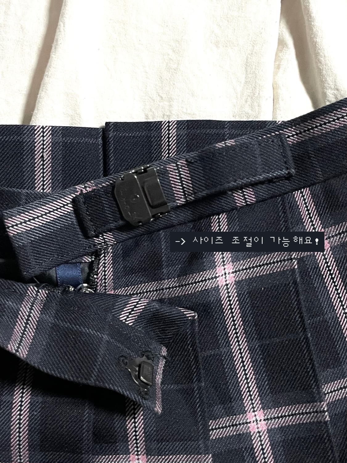 ELLE navy plaid skirt 상품이미지4