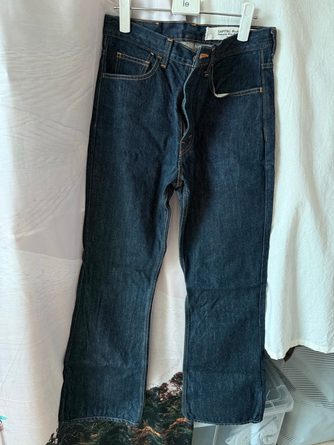 KAPITAL 캐피탈 14oz 데님 5P 랫 플레어 팬츠(인디고) 상품이미지1