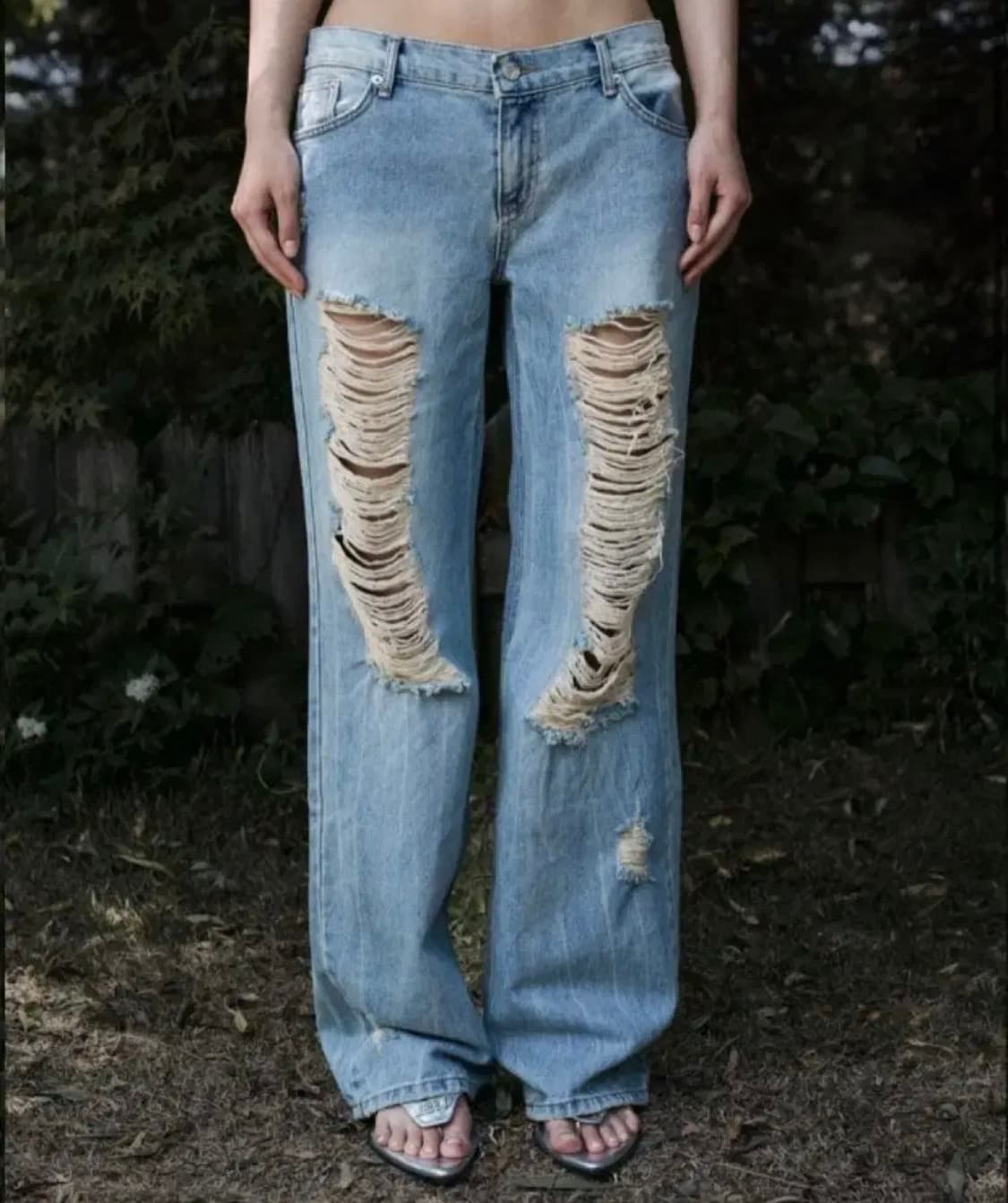 보헤미안서울 데미지 와이드 데님펜츠 상품이미지1