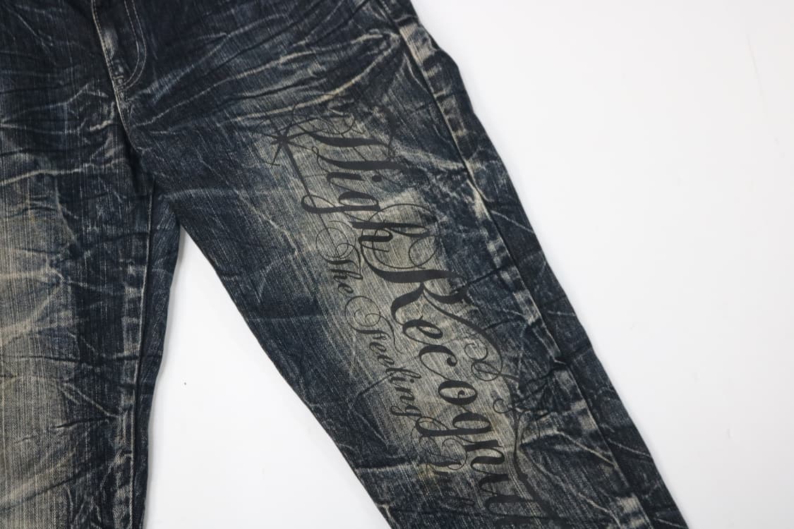 Wild Life 빈티지 스컬 버튼 체크 레이어드 디테일 데님 팬츠 상품이미지3