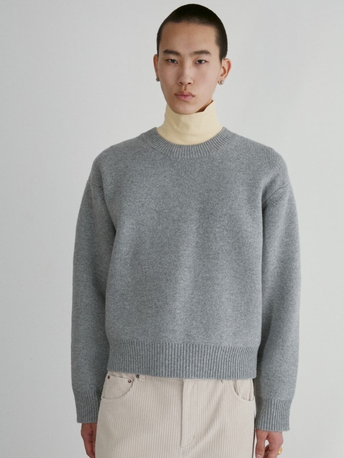 [할인] 렉토 24F/W 컴팩트 라운드 넥 스웨터 니트 그레이 상품이미지1